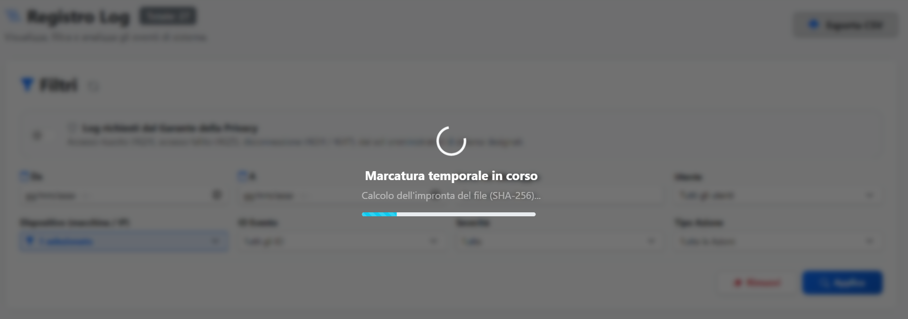 Avanzamento della marcatura temporale durante l'export